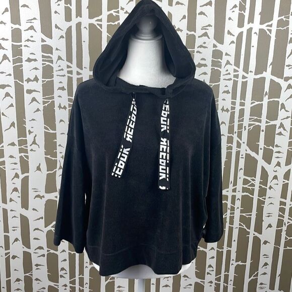 Reebok Terry Cloth Dolman Cropped Sleeve Hoodie - Picture 2 of 11